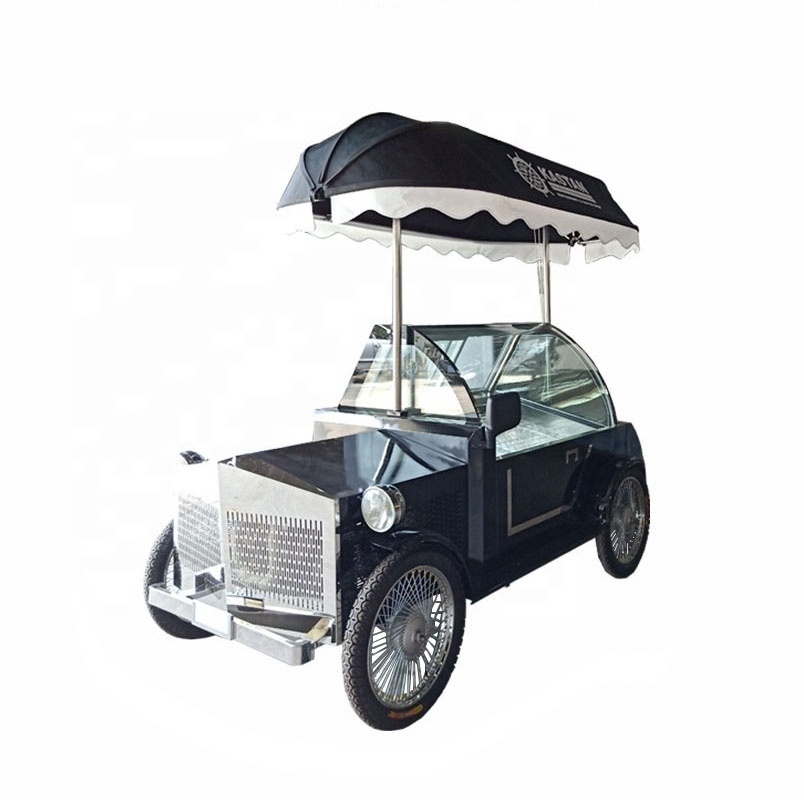 Hand Push Car Shaped Popsicle Ice Cream Gelato Cart Ice Lolly Vending Trolley