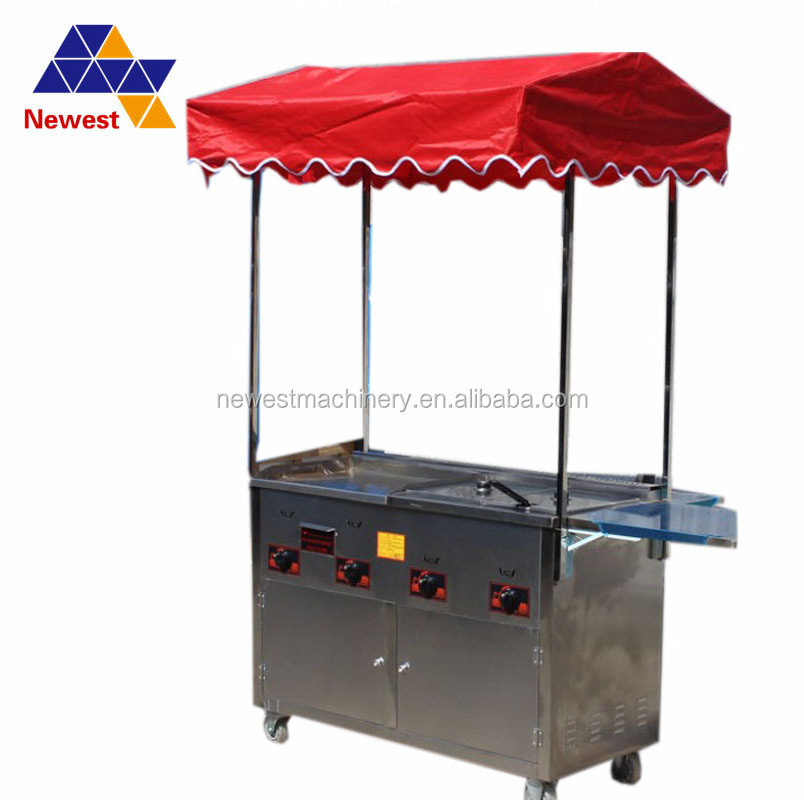 Stainless steel Food commercial mobile grill cart,mobile crepe carts