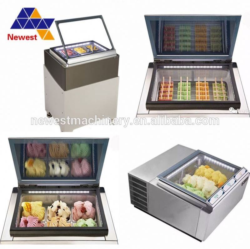 Table top 3 4 6 pans mini small ice cream freezer/gelato display freezer