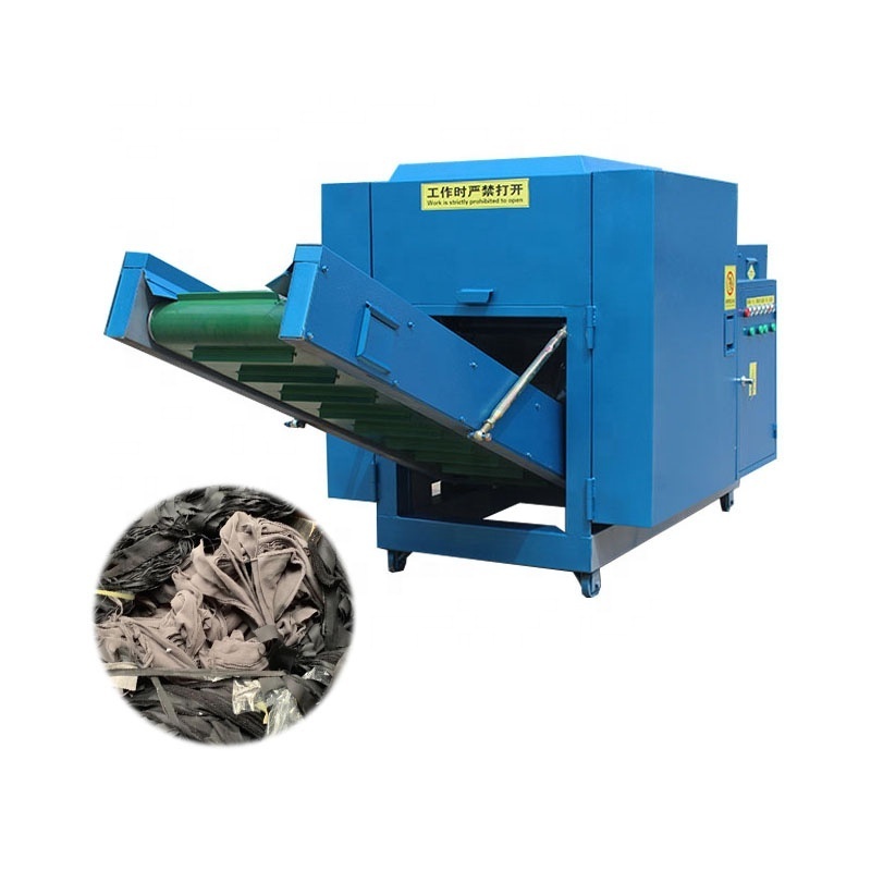 Professional Mobile Textile Shredder With Conveyors For Waste Fishnet Clothing Scraps