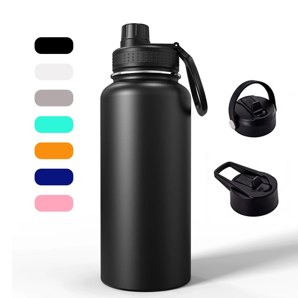 24 32 20 32 40 64 oz 1l Metal Stainless Steel termos Hot waterbottle 1 L Water Bottles With Straw And Handle