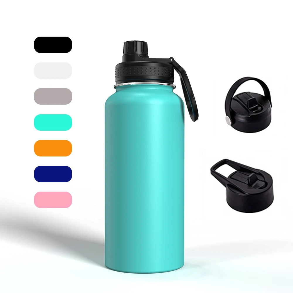 24 32 20 32 40 64 oz 1l Metal Stainless Steel termos Hot waterbottle 1 L Water Bottles With Straw And Handle