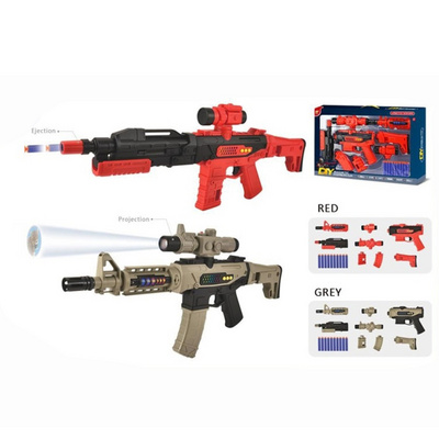 Diy Magnetic assembled gun with projection Sounds And Flash electric soft Bullet Gun Toy Set plastic toys gun for kids