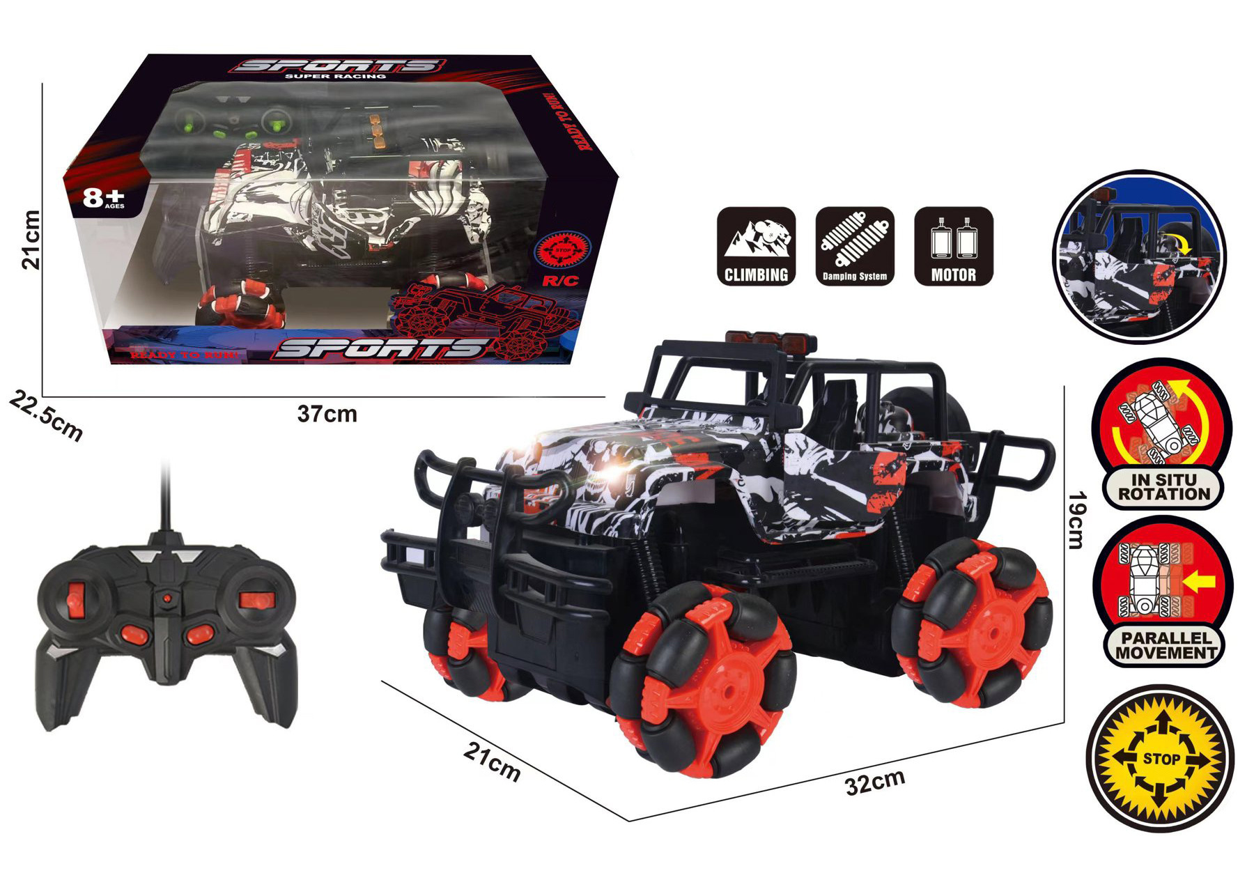 Remote Control Car Off-road Vehicle 2.4g Four-wheel Drive Wireless Drift Stunt Climbing Racing Rc Charging Children's Toys