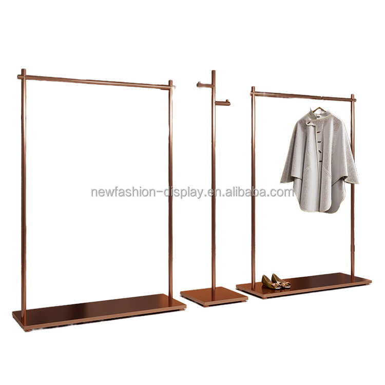 Customize Clothing Shop Commercial Store Garment Clothes Racks Rose Gold Luxury Clothing Display Rack for Retail Store