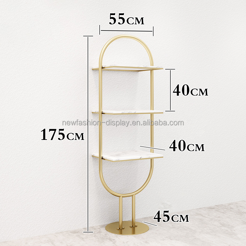 Customized Shoe Store Display Racks Retail Luxury Stainless Steel Wall Mounted Stand Metal Shelf Shelving Gold Shoe Rack Display