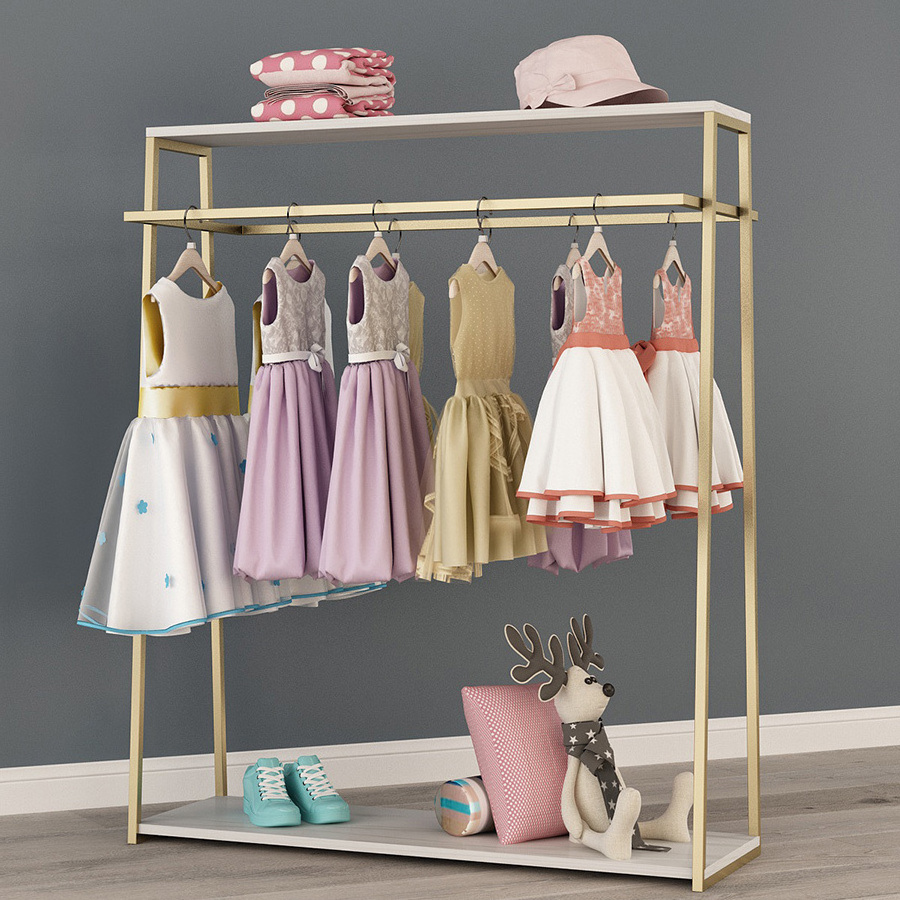 Fashion Baby Clothes Store Interior Design Custom Children Clothes Display Stand Kids Clothing Rack With Shelf