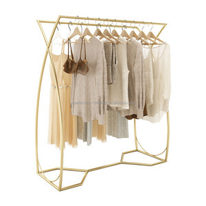 Boutique Double Rod Clothing Garment Rack Luxury Wedding Dresses Clothes Stand for Clothing Store Shelves