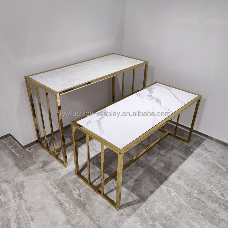 Clothing Store Display Rack Retail Apparel Golden Chromed Steel Cloth Stands Garment Gold Clothing Rack for Boutique