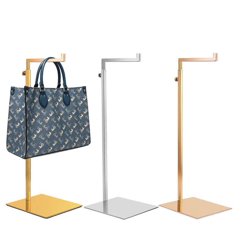 Polished Gold Purse Display Stand - Retail Countertop Single Hook Adjustable Height Handbag Display Stand Bag Display Stand