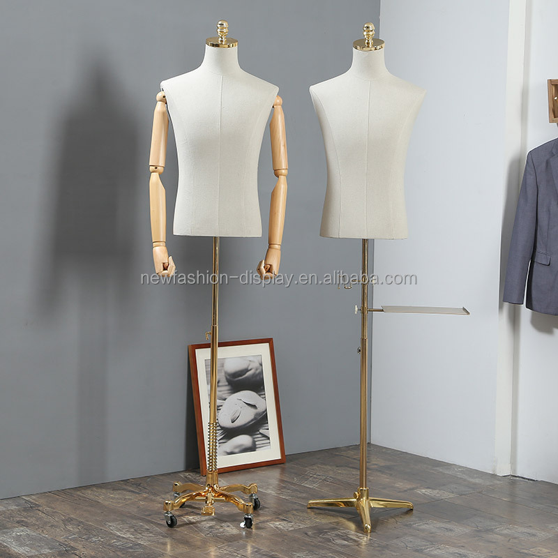 Fashion Male Mannequin Torso Stand Adjustable Half Body Men Suit Mannequin for Window Shop Display