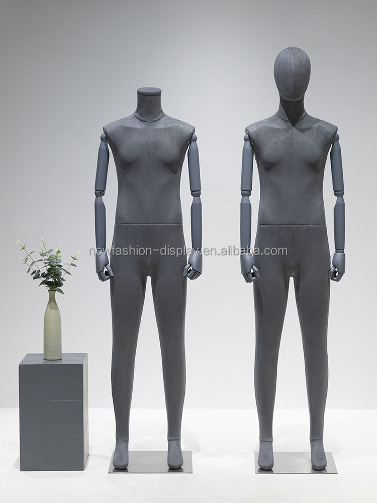 Manikin Dummies Flexible Wooden Arms Grey Headless Men Mannequin Whole Body Linen Male Mannequin Full Body For Clothes Display