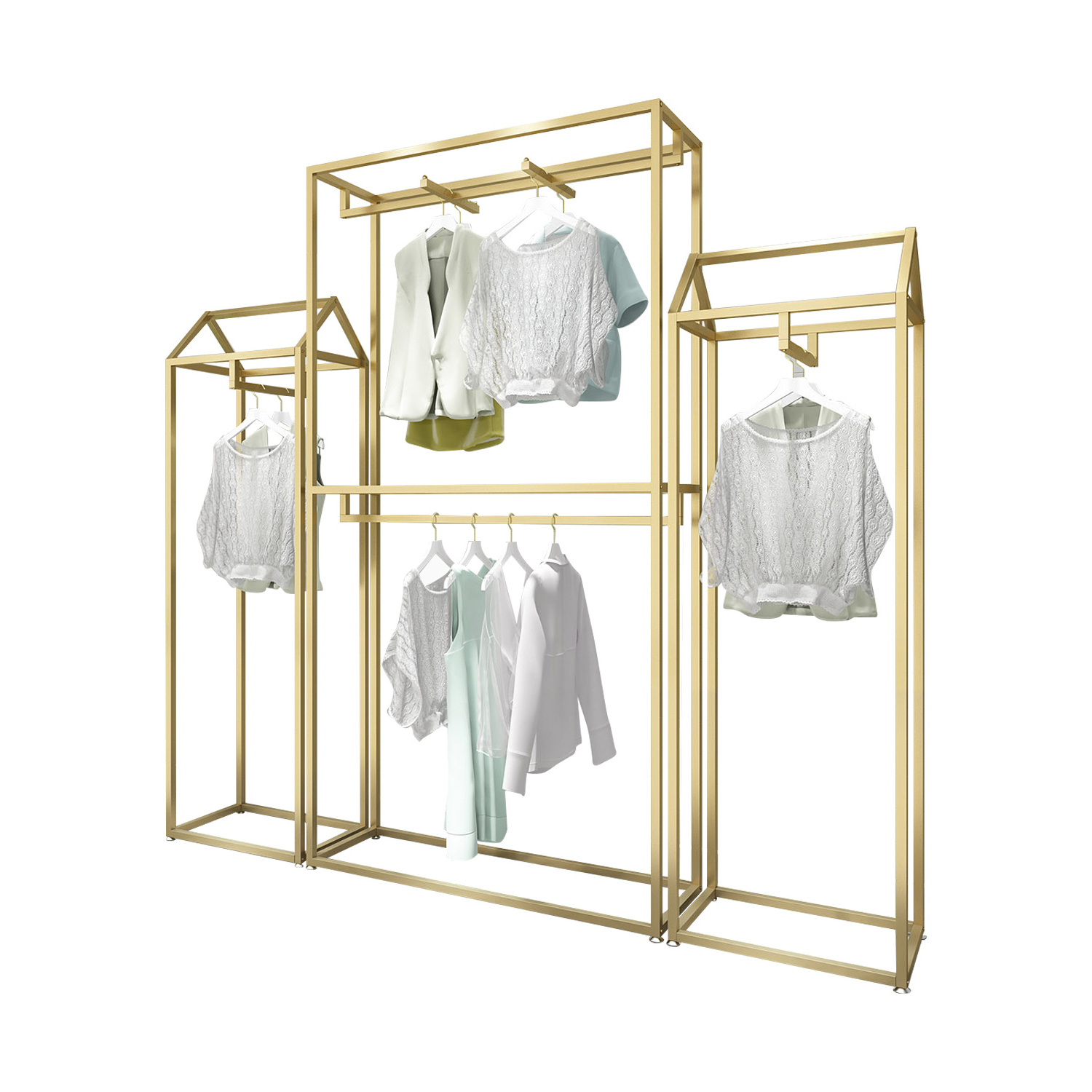 Custom Modern Simple Industrial Metal Clothes Racks Pipe Stainless Steel Boutique Clothing Racks For Shops