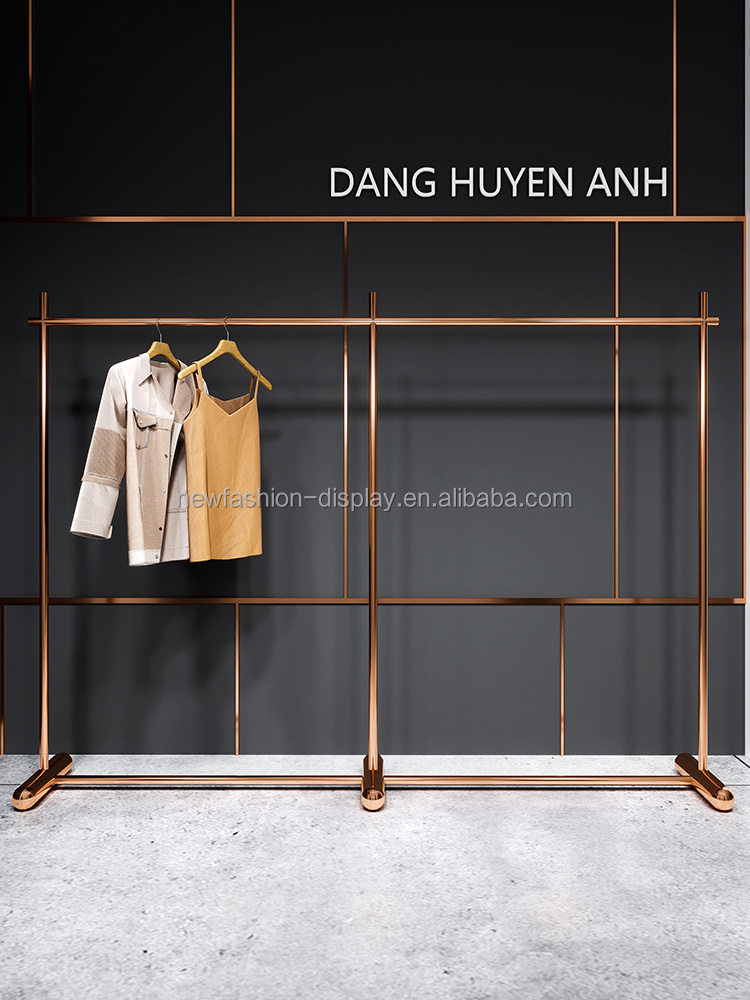 Customize Clothing Shop Commercial Store Garment Clothes Racks Rose Gold Luxury Clothing Display Rack for Retail Store