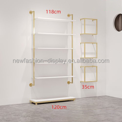 3/4/5 Tiers Bag Handbag Shoe Store Stainless Steel Display Racks Wall Shoes Shelf Boutique Gold Wall Mounted Shoes Stand