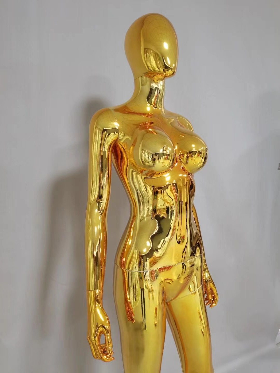 High-end  Shop Display Boutique Chrome Big Breast Hips Butt  Mirror Gold Woman Full Body Shiny Gold Big Chest Female Mannequin