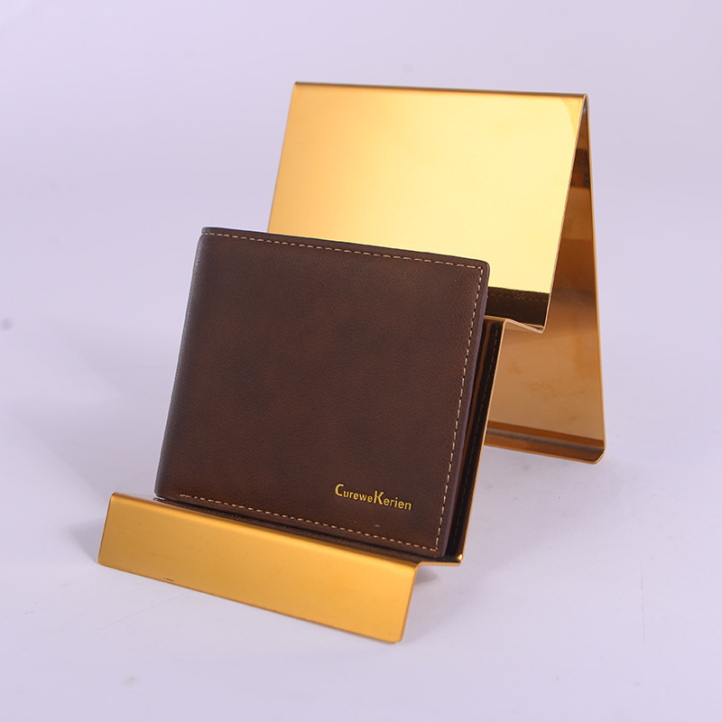 Bag Shop Display Ideas Countertop Leather Wallet Stand Coin Purse Holder Rack Tabletop Metal 2 Tiers Wallet Display Stand