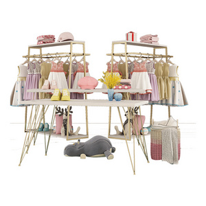 Fashion Baby Clothes Store Interior Design Custom Children Clothes Display Stand Kids Clothing Rack With Shelf