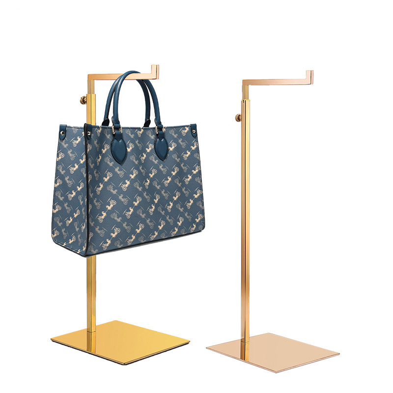 Polished Gold Purse Display Stand - Retail Countertop Single Hook Adjustable Height Handbag Display Stand Bag Display Stand