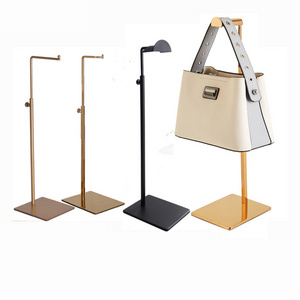 Boutique Wholesale Hanging Handbag Holder Metal Hand Bag Rack Luxury Gold Bag Display Stand for Shop