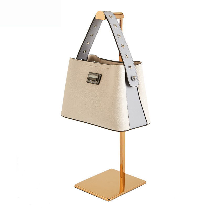 Boutique Wholesale Hanging Handbag Holder Metal Hand Bag Rack Luxury Gold Bag Display Stand for Shop