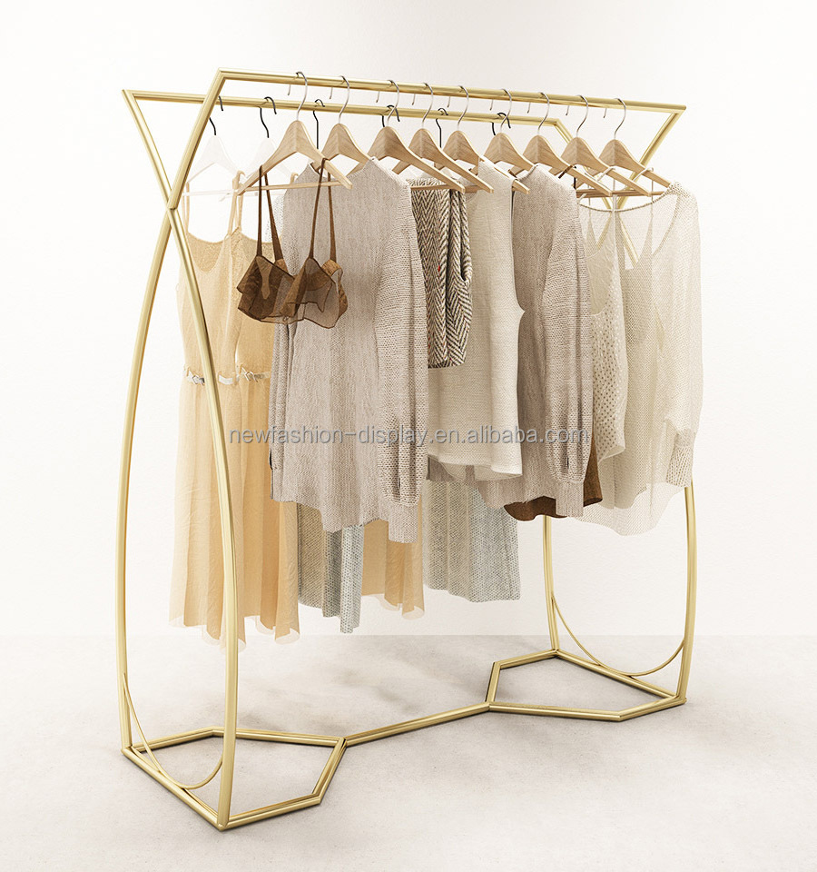 Boutique Double Rod Clothing Garment Rack Luxury Wedding Dresses Clothes Stand for Clothing Store Shelves