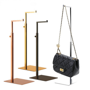 Polished Gold Purse Display Stand - Retail Countertop Single Hook Adjustable Height Handbag Display Stand Bag Display Stand