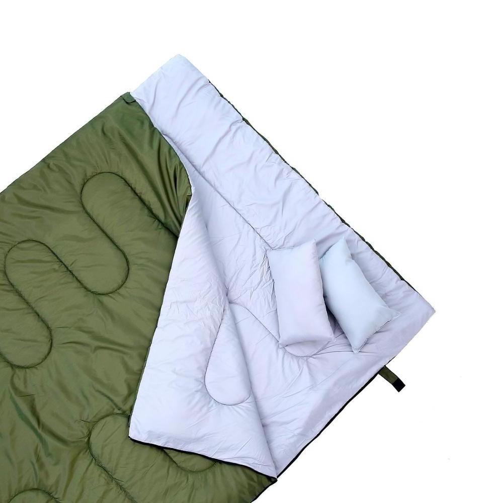 Outdoor Camping Hollow fiber Double sleeping bag with 2 Pillows