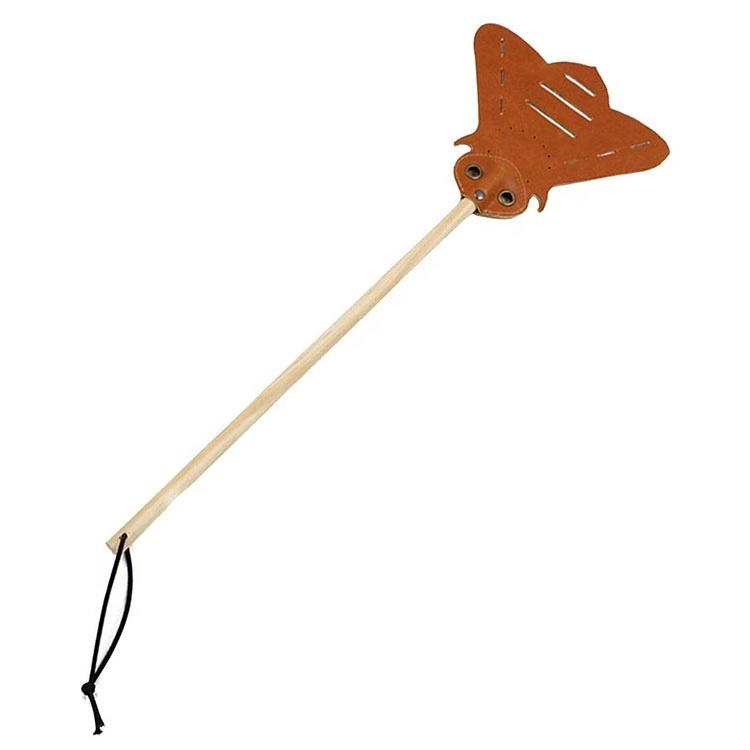 Extra Large Stable Manual Fly Flap Wooden Handle Leather Beetle Swatter Fly Catcher