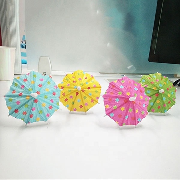 Colorful Five Stars Party Bread Fruit Cake Mini Umbrella Toothpicks