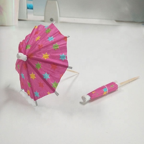 Colorful Five Stars Party Bread Fruit Cake Mini Umbrella Toothpicks