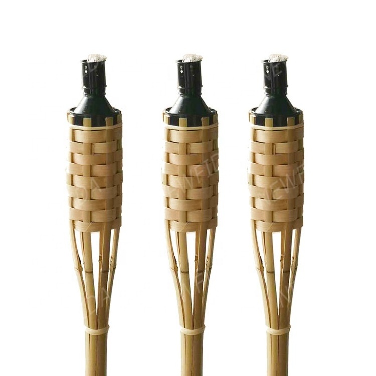 Outdoor Use Metal Oil Canister Bamboo Table Top Tiki Oil Torch