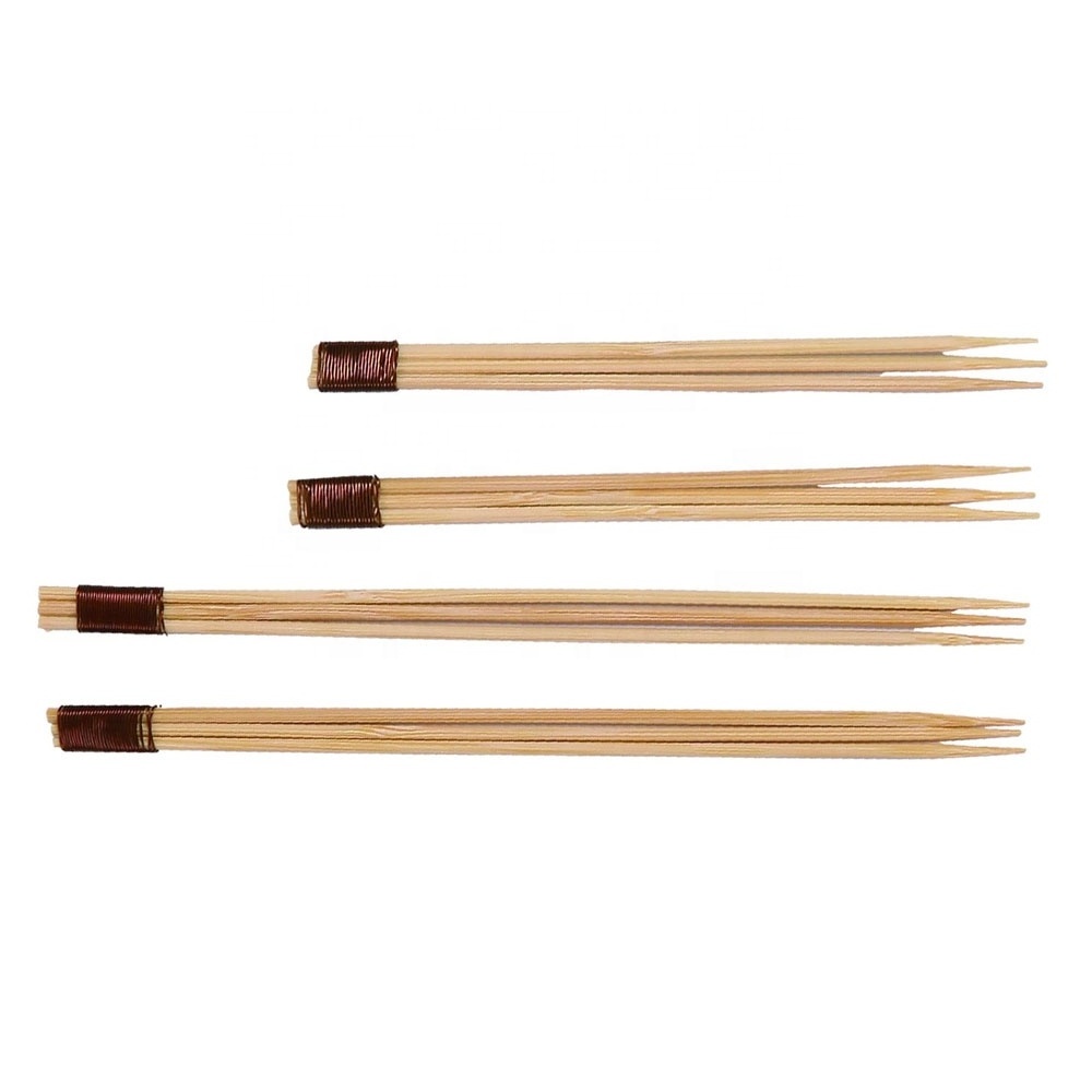 Hotel Supplies Food Sticks with Copper Wire Tied End Three Prong Bamboo Pick