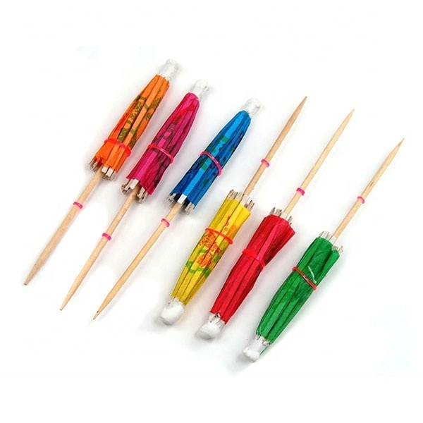 Biodegradable Food Grade Colorful Disposable Umbrella Party Picks