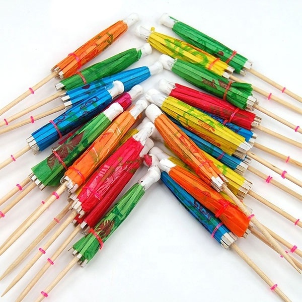 Biodegradable Food Grade Colorful Disposable Umbrella Party Picks