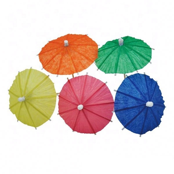 Food Grade Fruit Pure Color Paper Wooden Picks Cocktail Umbrellas