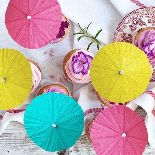 Food Grade Fruit Pure Color Paper Wooden Picks Cocktail Umbrellas