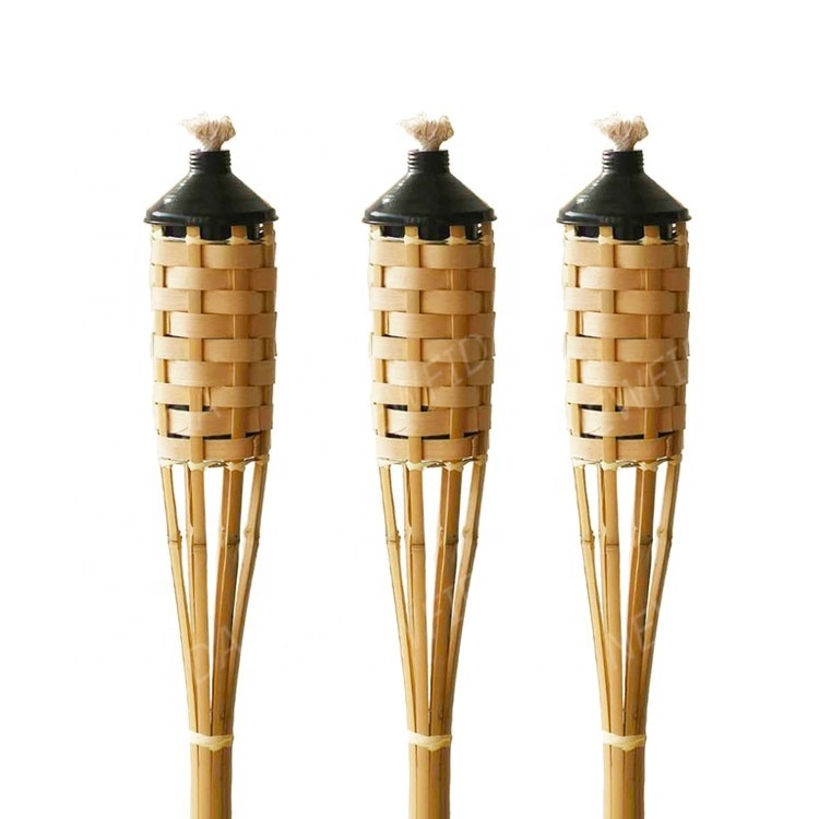 Outdoor Use Metal Oil Canister Bamboo Table Top Tiki Oil Torch