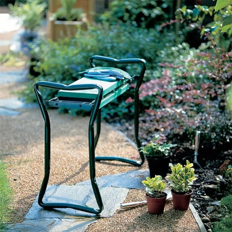 Folding Stool for Gardening Protects Knees Back with Pouch Garden Kneeler and Seat