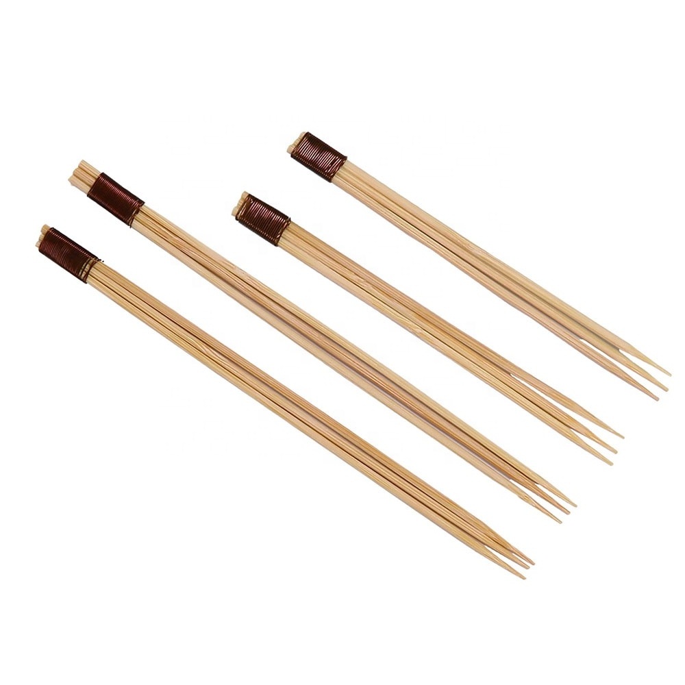 Hotel Supplies Food Sticks with Copper Wire Tied End Three Prong Bamboo Pick