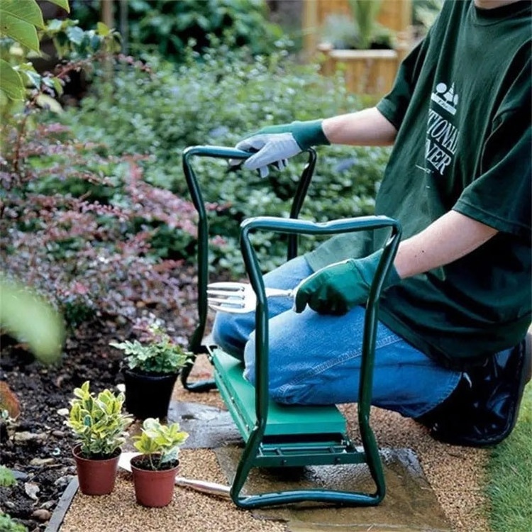 Folding Stool for Gardening Protects Knees Back with Pouch Garden Kneeler and Seat