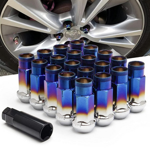 In Stock High-end Custom Open End Lug Nut Set M14 Rainbow Titanium Wheel Nut Bolt