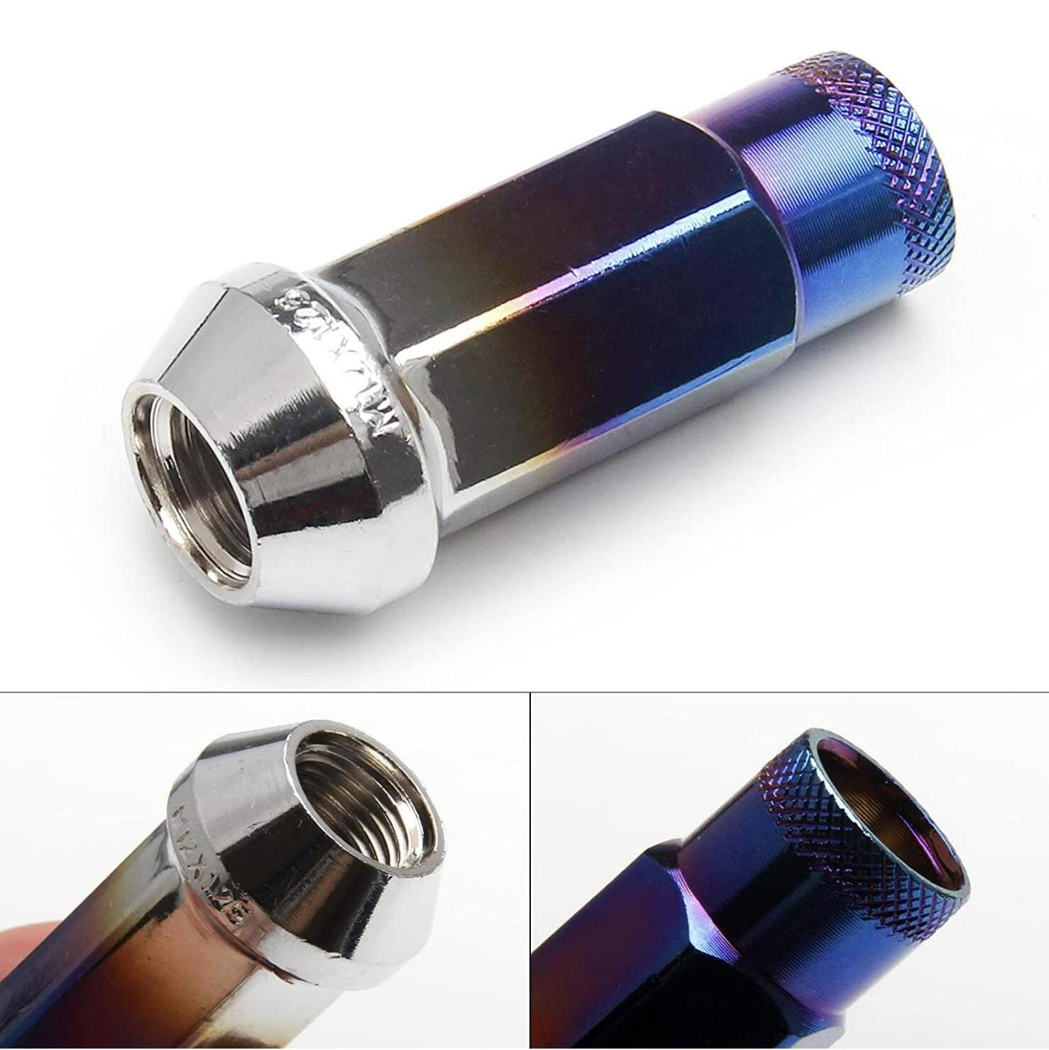 In Stock High-end Custom Open End Lug Nut Set M14 Rainbow Titanium Wheel Nut Bolt