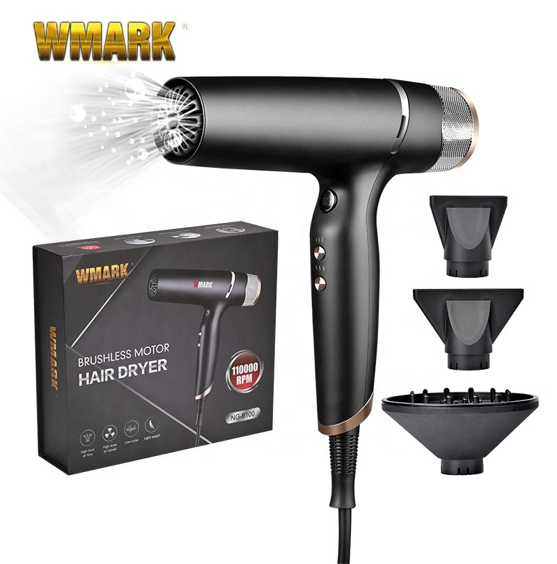 WMARK Professional  Barber Salon 11000 RPM Ultra Light 3 Speed OXY Active Hair Styler Brushless Hair Dryer