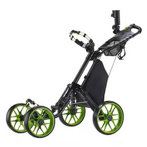 New 4 Wheel Golf Push Cart Golf Trolley with Foot Brake and Umbrella Holder