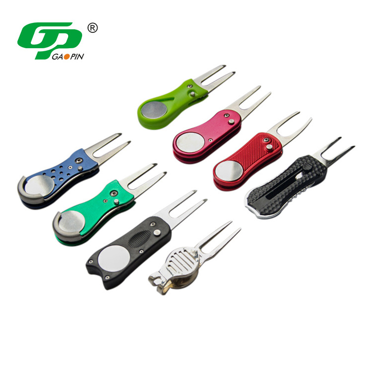 Wholesale Golf Accessories Foldable Golf Divot Tool Custom Logo Colorful  Golf Divot Repair Tool With Ball Maker