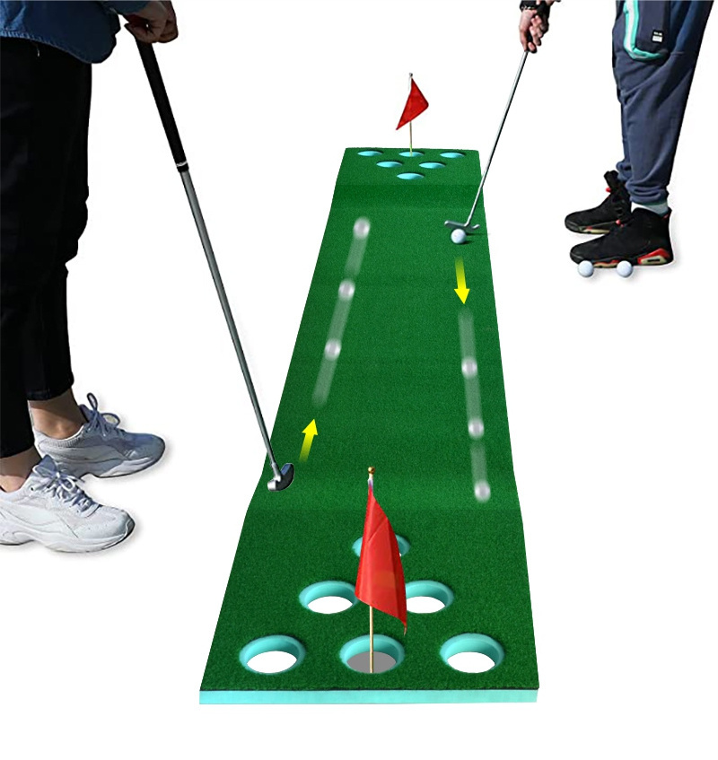 Putting Battle Mat Portable 2 Side 2-on-2 Golf Putting Green Outdoor Indoor Golf Putting Game Grass Mat