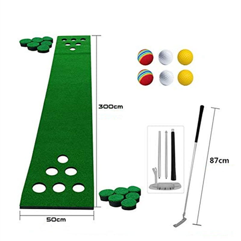 Putting Battle Mat Portable 2 Side 2-on-2 Golf Putting Green Outdoor Indoor Golf Putting Game Grass Mat