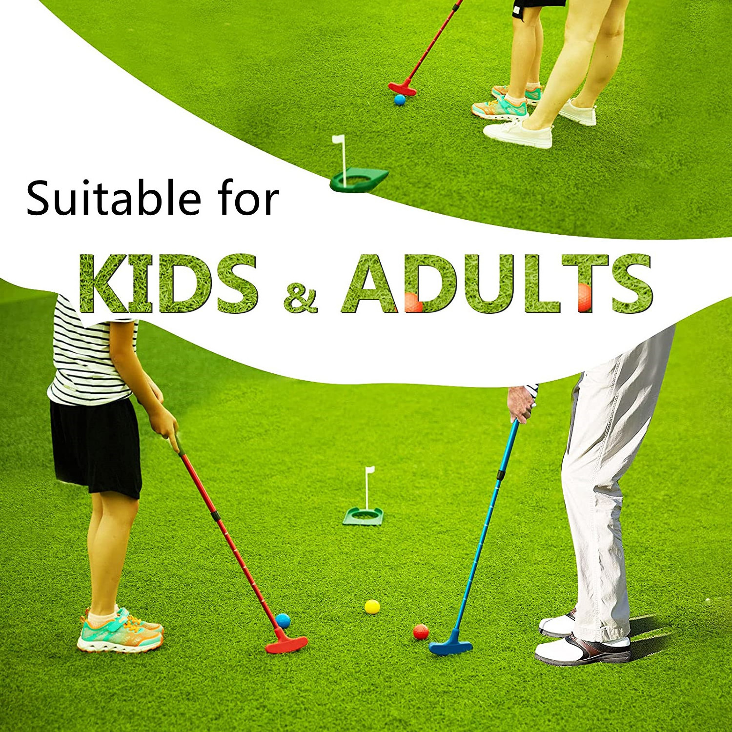 Multi Colored Two Way Junior Golf Putter Kids Putter Both Left And Right Handed Mini Golf Putters  Adjustable Length Golf Club