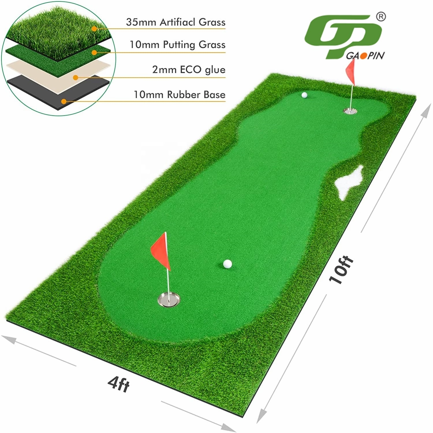 Mini Golf Course Collection Outdoor Golf Putting Mat Artificial Green Grass Carpet Putting Green Practicing at Home